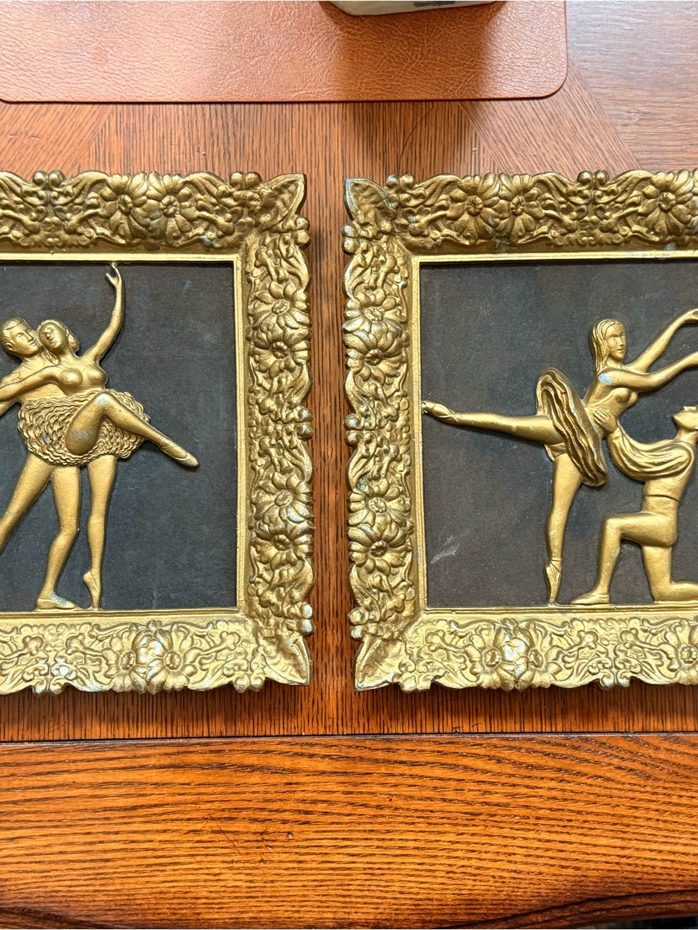 Source Unknown Gold Framed Ballerina Wall Plaques